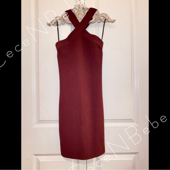 ❤️ ARITZIA Rich Maroon (Bordeaux / Wine) - LARGE - Sculpt Knit Criss Cross Dress - Picture 8 of 16